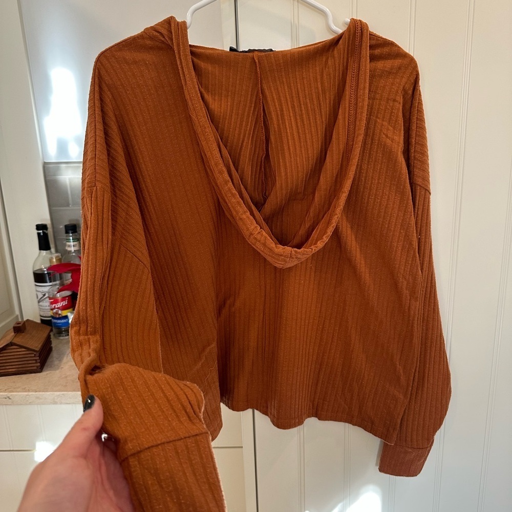 Nasty Gal Rust Hooded Sweater - Picture 2 of 2